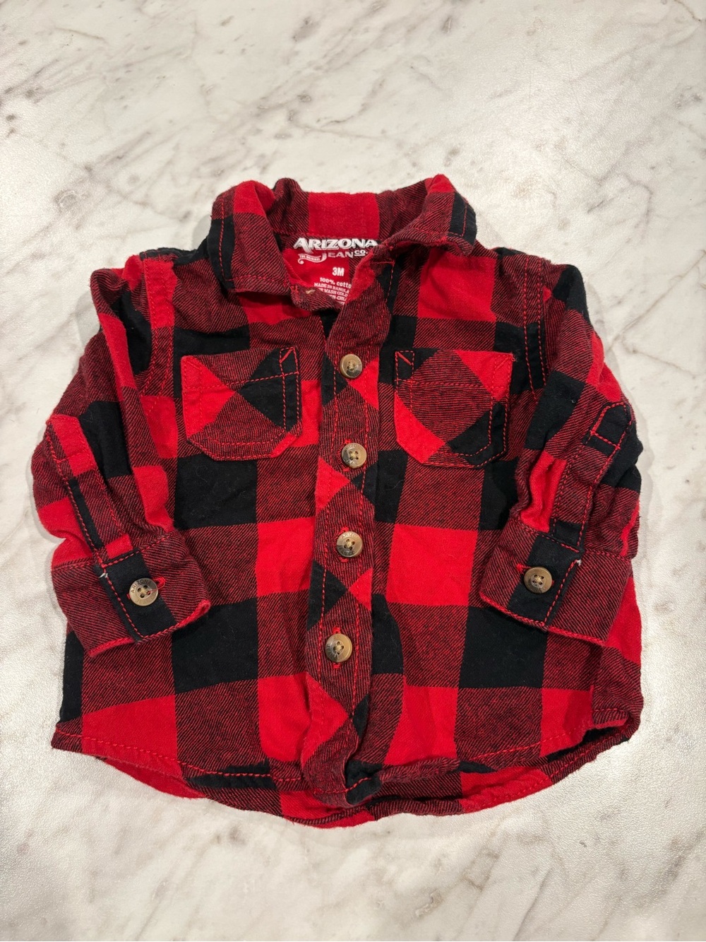 Arizona Jean Company Baby Red & Black Flannel Shirt